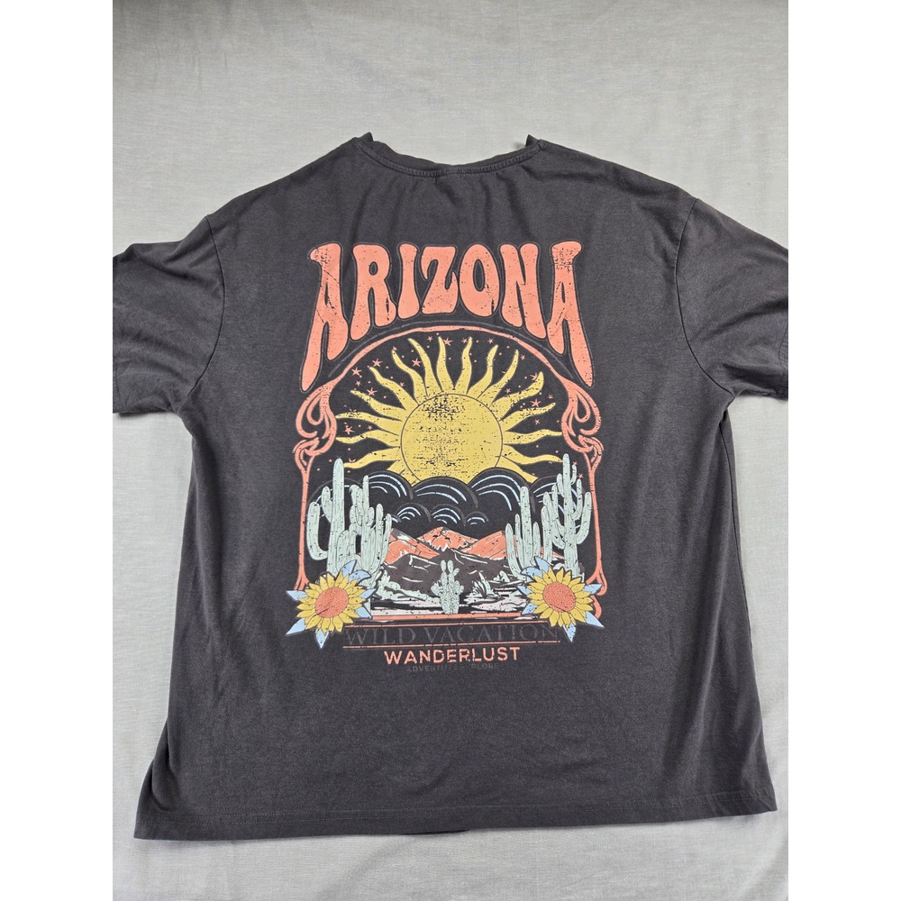 SHEIN Mens Arizona Wild Vacation Wanderlust Graphic T-Shirt Gray‎ Small 2563